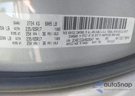 2017 Chrysler Pacifica Touring-L Plus z USA, uszkodzony, nr VIN 2C4RC1EG4HR628347